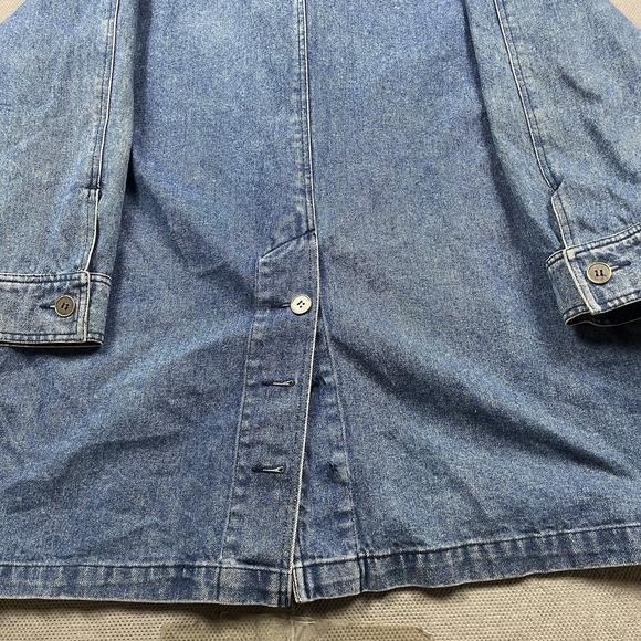 Vintage Eddie Bauer Jacket Womens Large Denim Coat Chore Barn Button Up - Picture 10 of 15